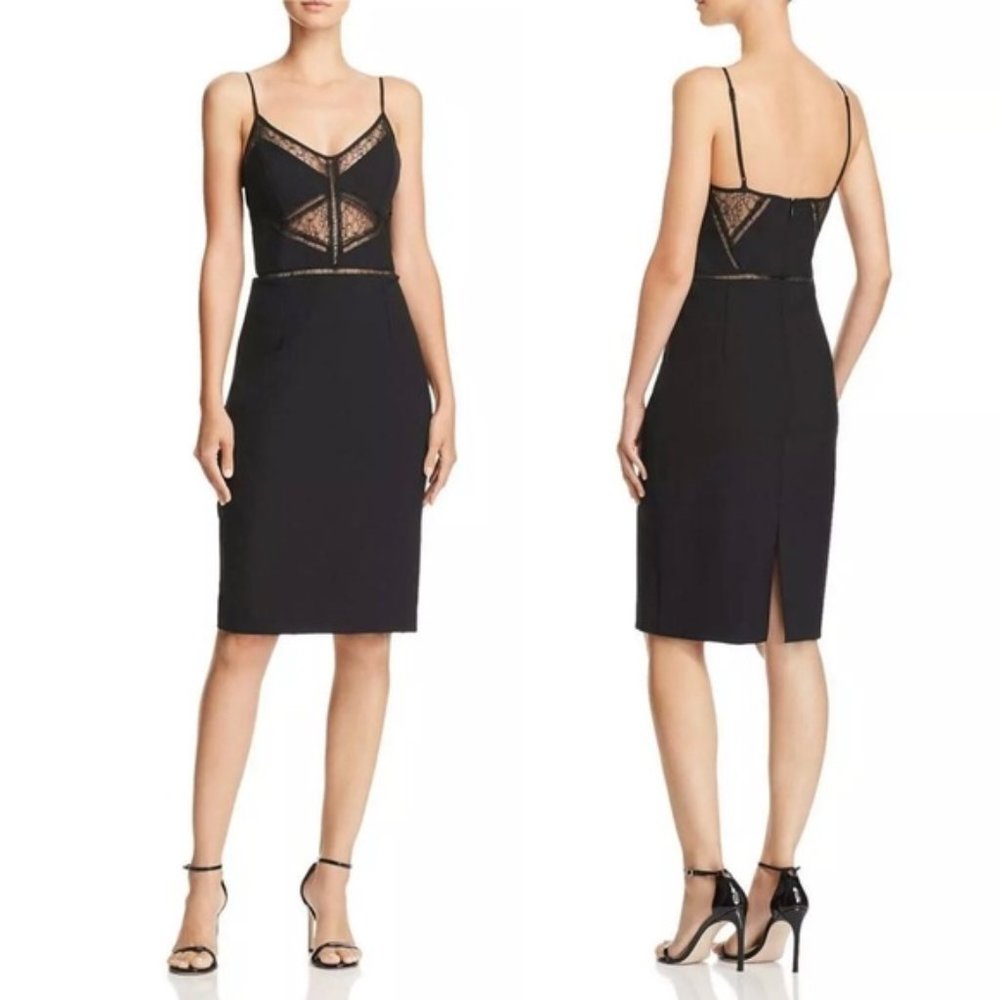 BARDOT 8 NWT Jayne Black Lace Insert Pencil Dress Rockabilly Pin-up - Picture 6 of 13
